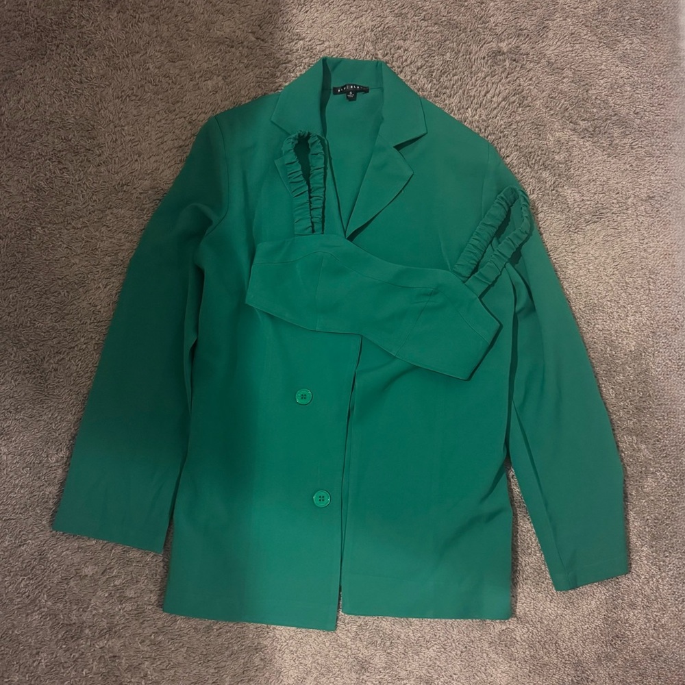Green Blazer and Crop Top Set